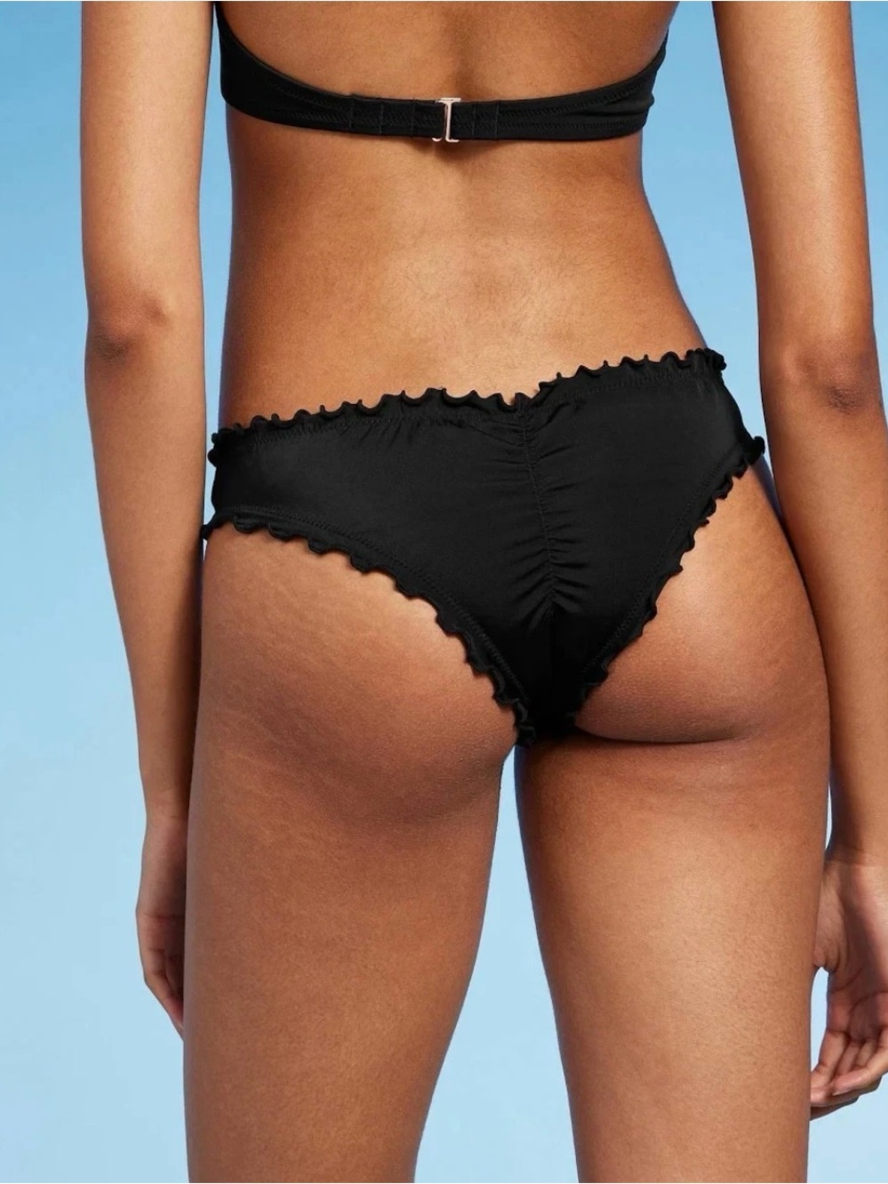 Shade & Shore Black Ruffle One-Piece Swim
